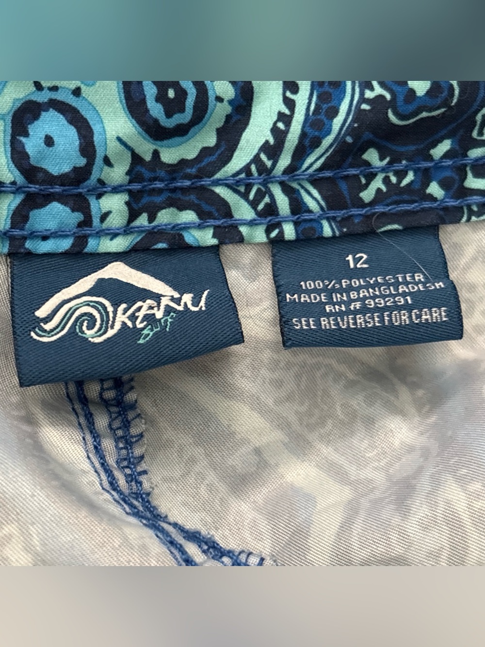 Kavu Women's Teal and Navy Patterned Bermuda Shorts